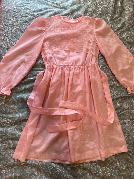 Arlene Airess Other - Vtg 80s Arlene Airess Pink Lace Party Dress ILGWU Made in USA 7